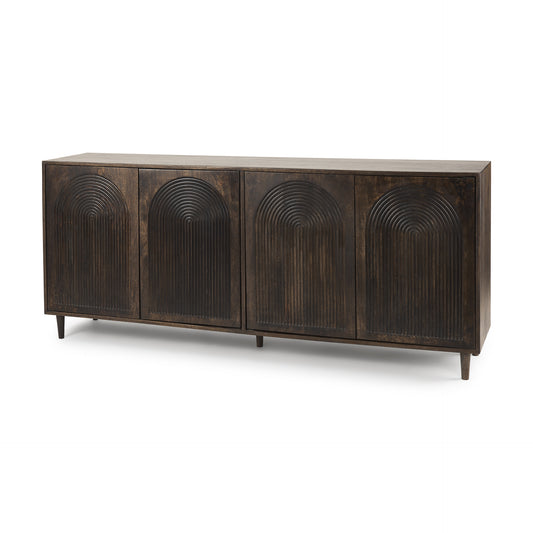 Tucker Dark Brown w/ Carved Arch Pattern 4 Door Sideboard