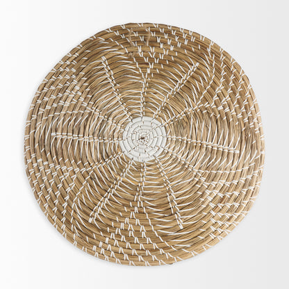 Mekhi 24.0L x 24.0W x 3.5 Light Brown Seagrass W/White String Round Wall Hanging Plate