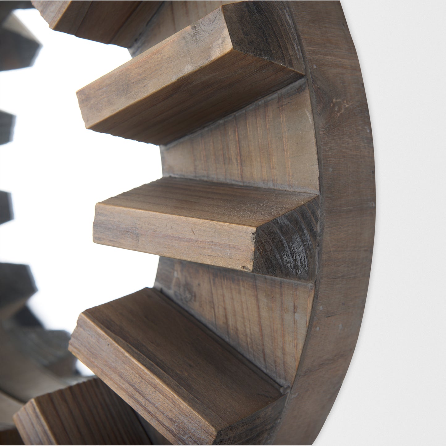 Sprocket 17" Round Brown Wood Frame Mirror