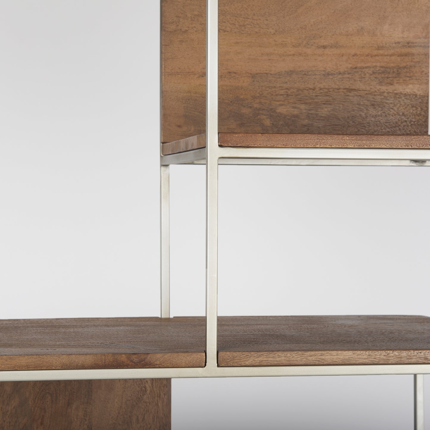 Morris III 47.25 X 15 X 75.5 Brown Wood and Silver Metal Frame 6 Shelf Shelving Unit