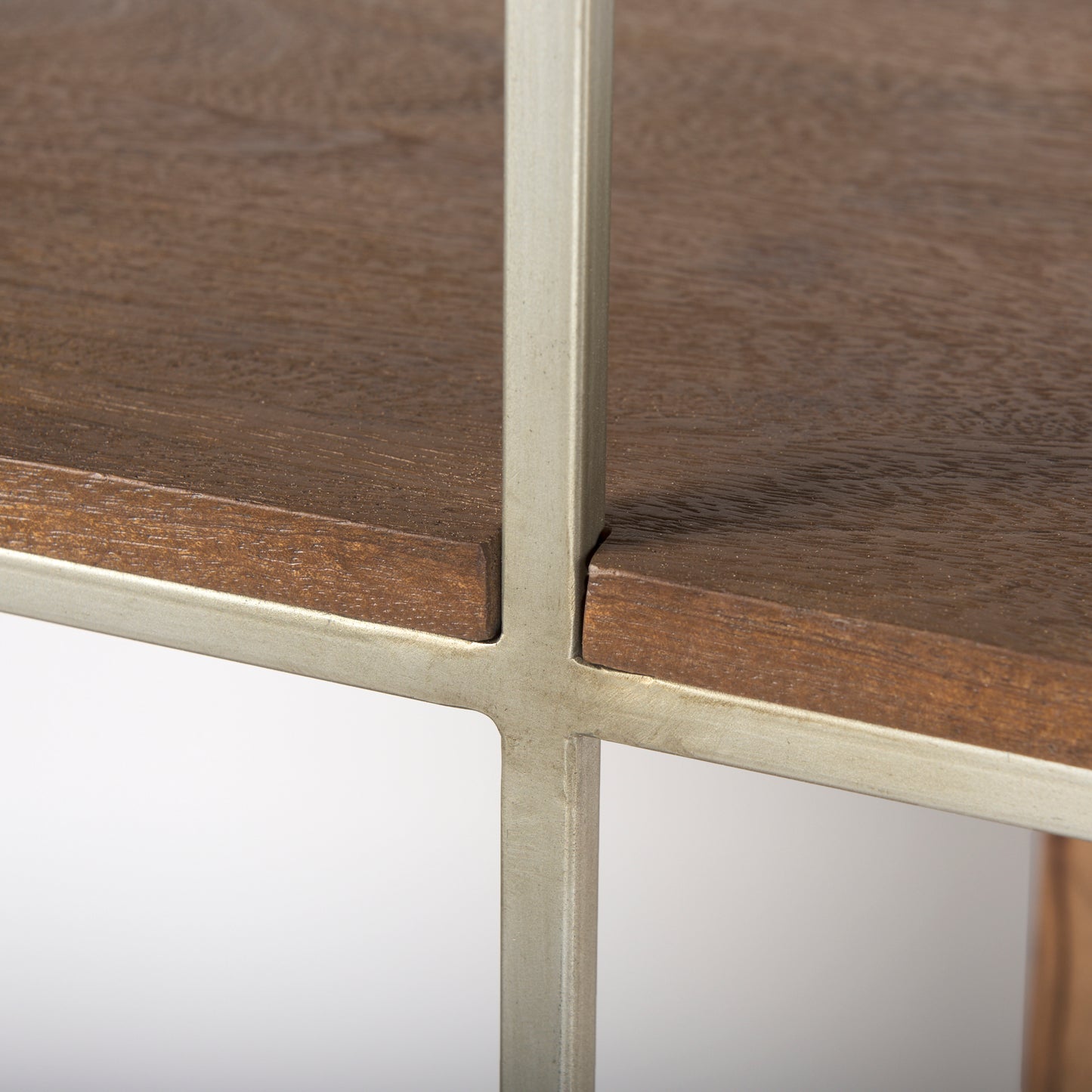 Morris III 47.25 X 15 X 75.5 Brown Wood and Silver Metal Frame 6 Shelf Shelving Unit