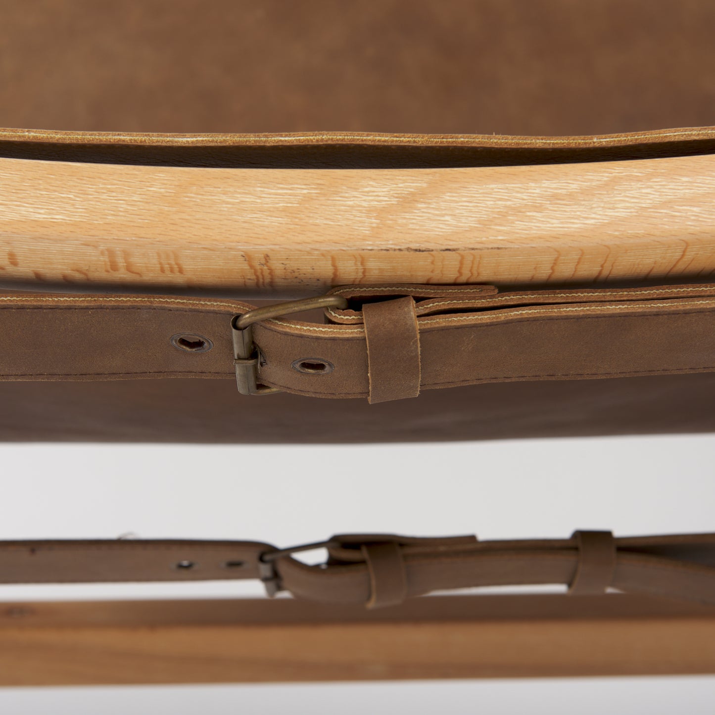 Elodie 24.4L x 33.9W x 30.7H Brown Leather W/Natural Beech Wood Frame Accent Chair