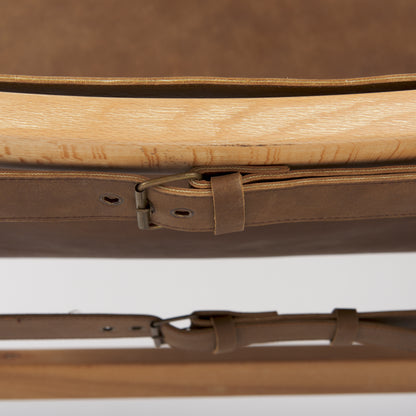 Elodie 24.4L x 33.9W x 30.7H Brown Leather W/Natural Beech Wood Frame Accent Chair