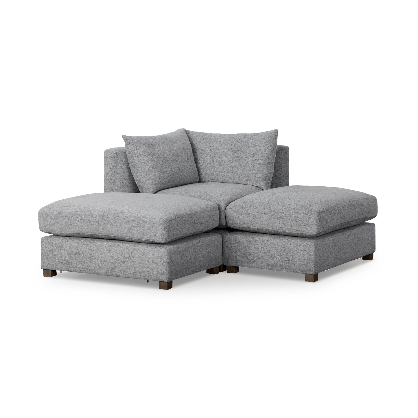 Valence 3 Piece (W/ 2 x Ottoman) Castlerock Gray Modular Sofa Set
