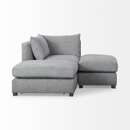 Valence 3 Piece (W/ 2 x Ottoman) Castlerock Gray Modular Sofa Set