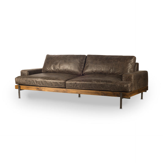 Colburne II 96" Brown Leather Three Seater Sofa