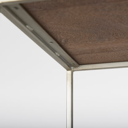 Morris II 19.75 x 15 x 72.5 Brown Wood and Silver Metal Frame 4 Shelf Shelving Unit