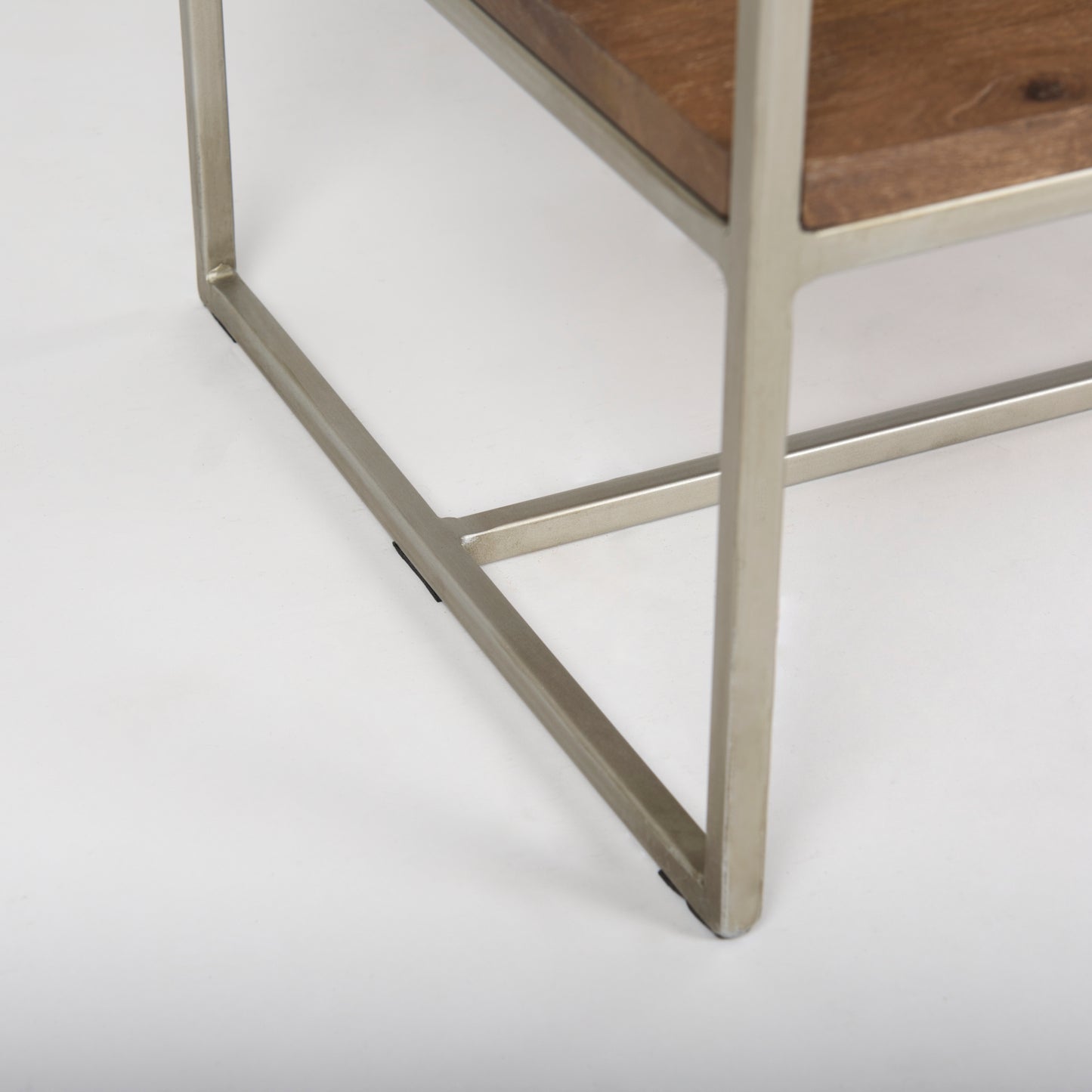 Morris II 19.75 x 15 x 72.5 Brown Wood and Silver Metal Frame 4 Shelf Shelving Unit