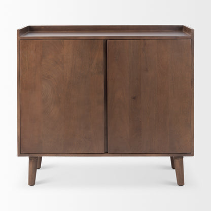 Lillie 36.0L x 16.0W x 32.0H Medium Brown Wood 2 Door Tray Top Accent Cabinet