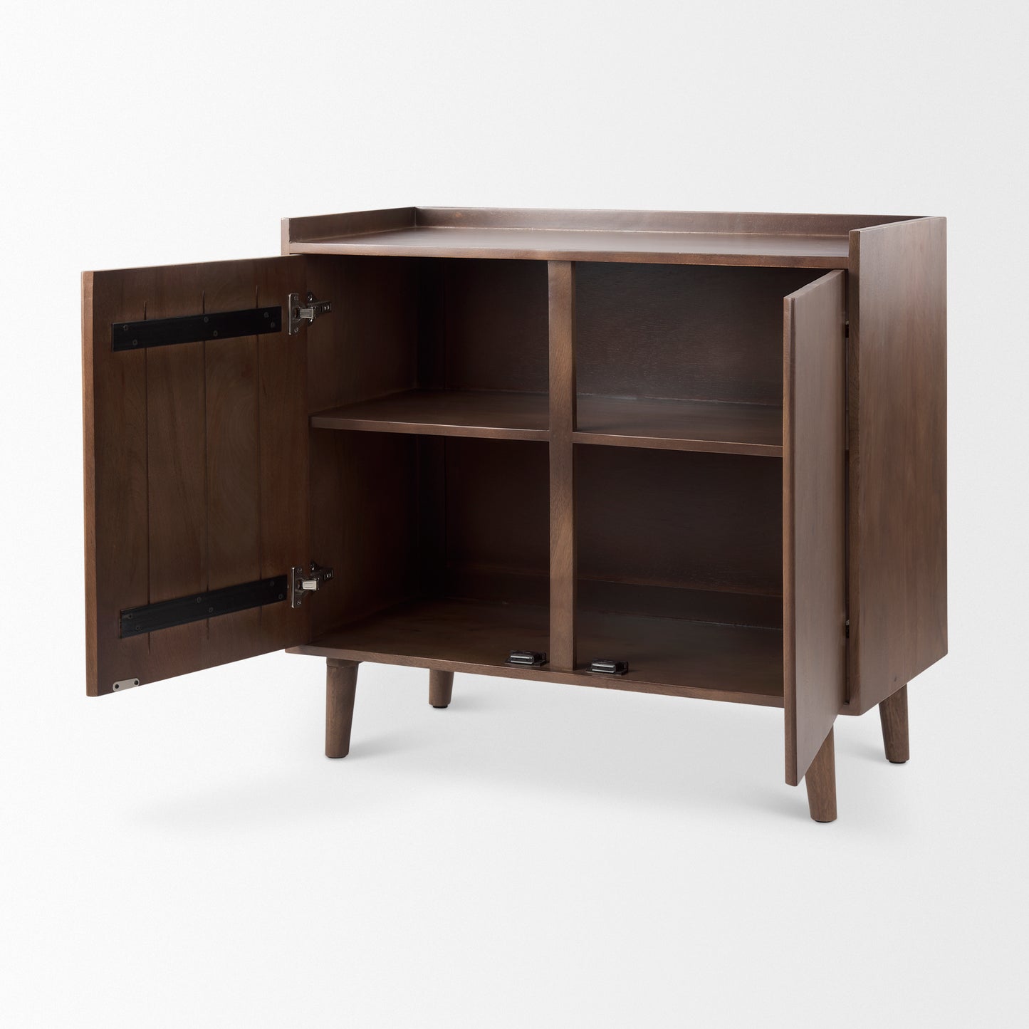 Lillie 36.0L x 16.0W x 32.0H Medium Brown Wood 2 Door Tray Top Accent Cabinet