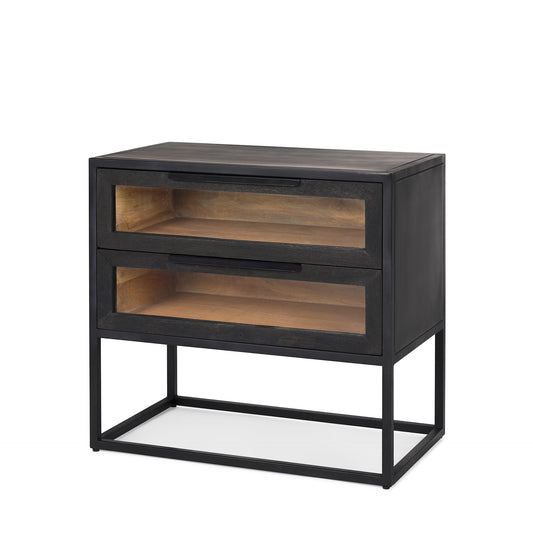 Sloan Black Wood W/Black Metal Frame Side Table