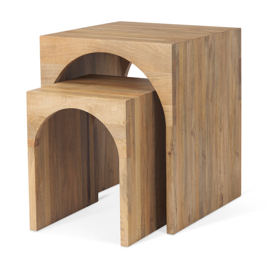 Chloe 20.0L x 20.0W x 24.0H Set of 2 Cottage Wood Nesting Accent Tables