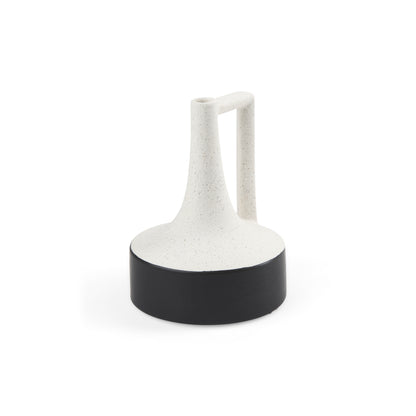 Burton 8.3H Small White and Black Ceramic Jug Vase