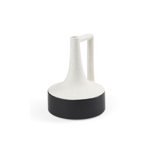 Burton 8.3H Small White and Black Ceramic Jug Vase