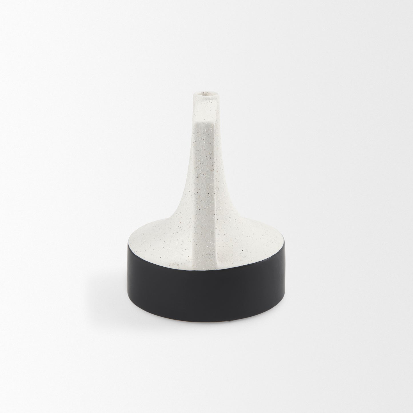 Burton 8.3H Small White and Black Ceramic Jug Vase