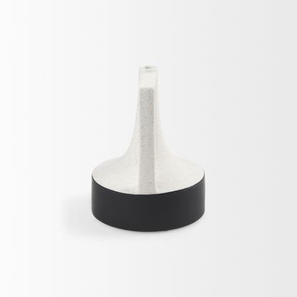 Burton 8.3H Small White and Black Ceramic Jug Vase