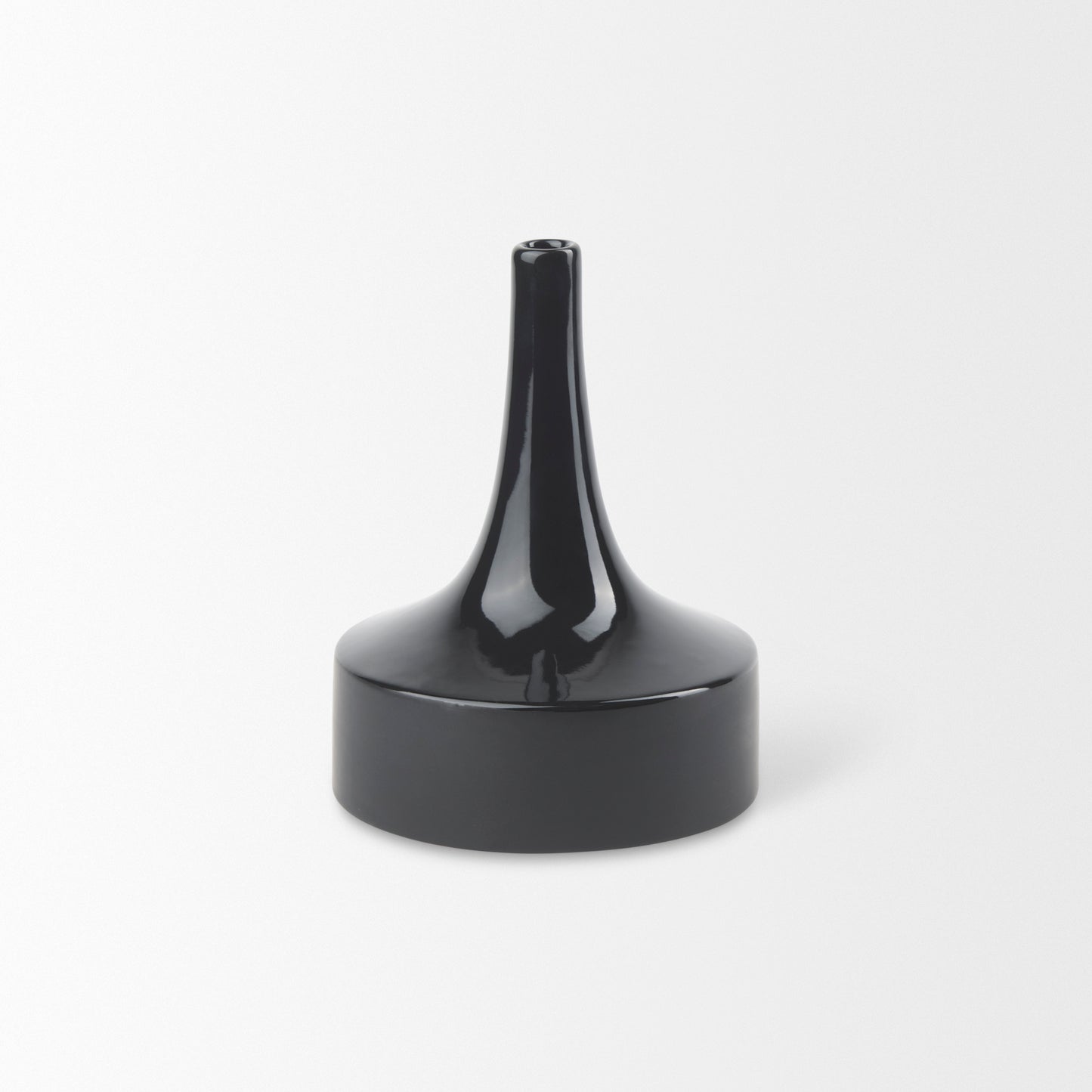 Burton 8.3H Small Glossy and Matte Black Ceramic Jug Vase