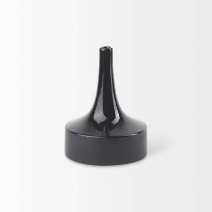 Burton 8.3H Small Glossy and Matte Black Ceramic Jug Vase