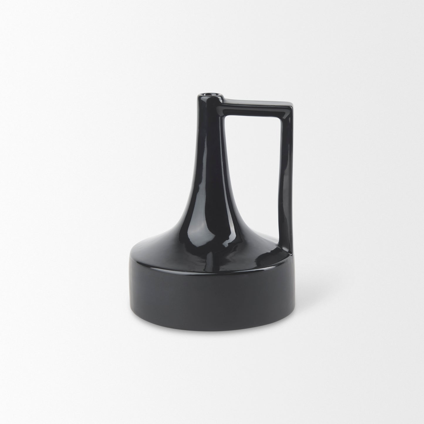 Burton 8.3H Small Glossy and Matte Black Ceramic Jug Vase