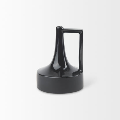 Burton 8.3H Small Glossy and Matte Black Ceramic Jug Vase