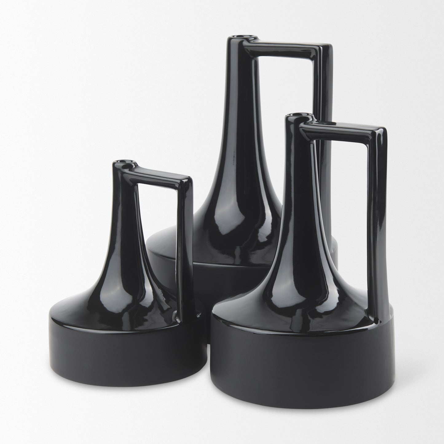Burton 8.3H Small Glossy and Matte Black Ceramic Jug Vase