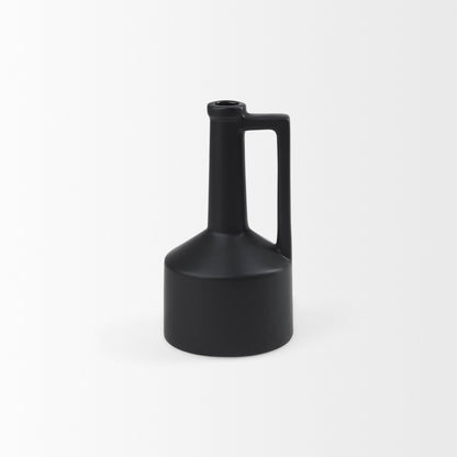 Burton 10.8H Small Matte Black Ceramic Jug Vase