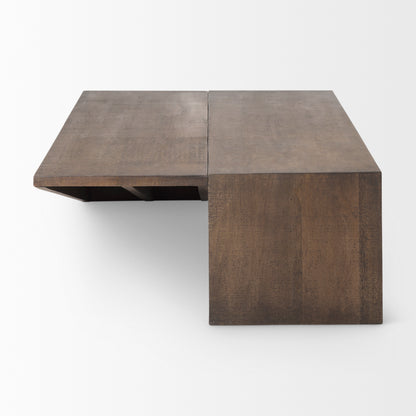 West 55L x 32W x 14H Medium Brown Wooden Angled Coffee Table