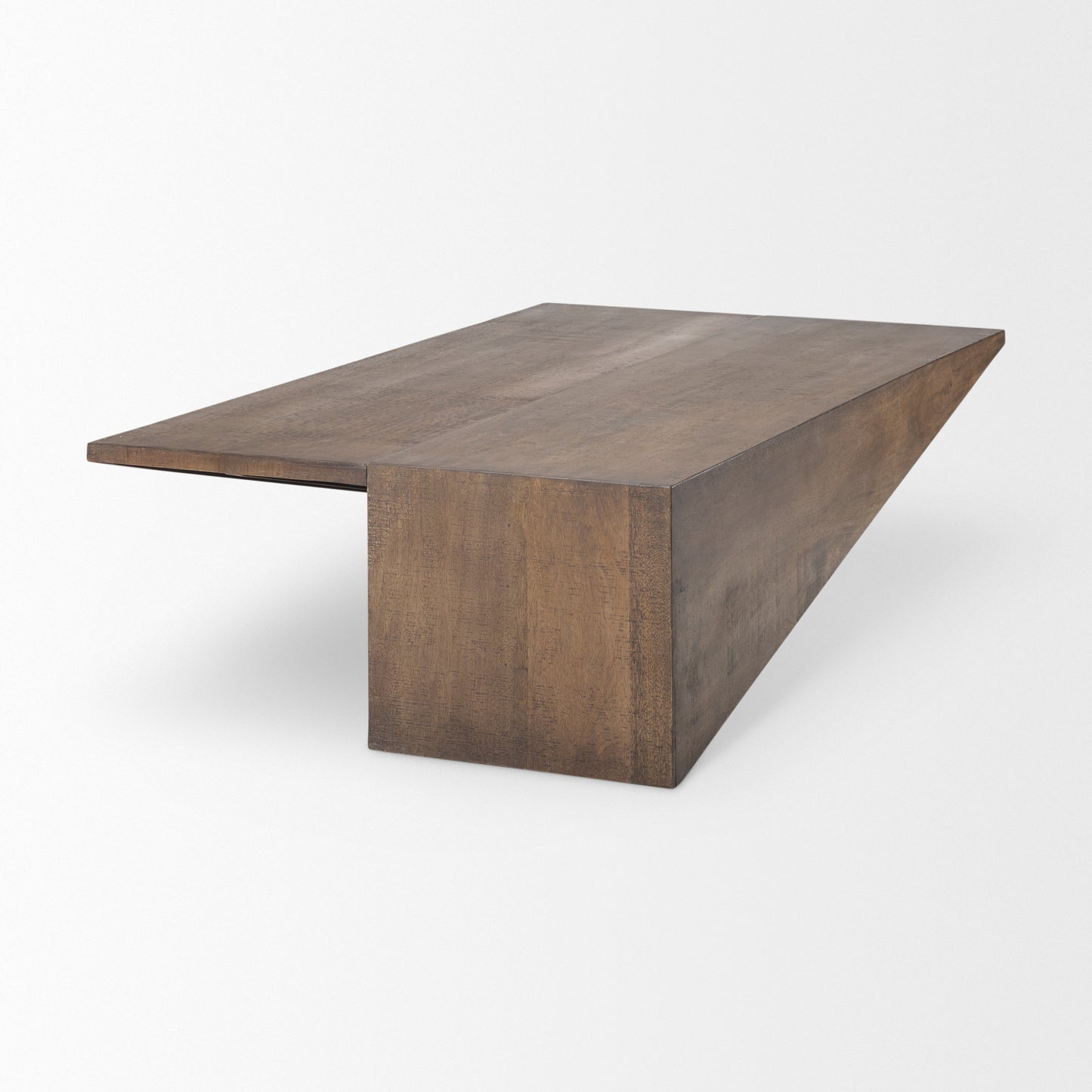 West 55L x 32W x 14H Medium Brown Wooden Angled Coffee Table