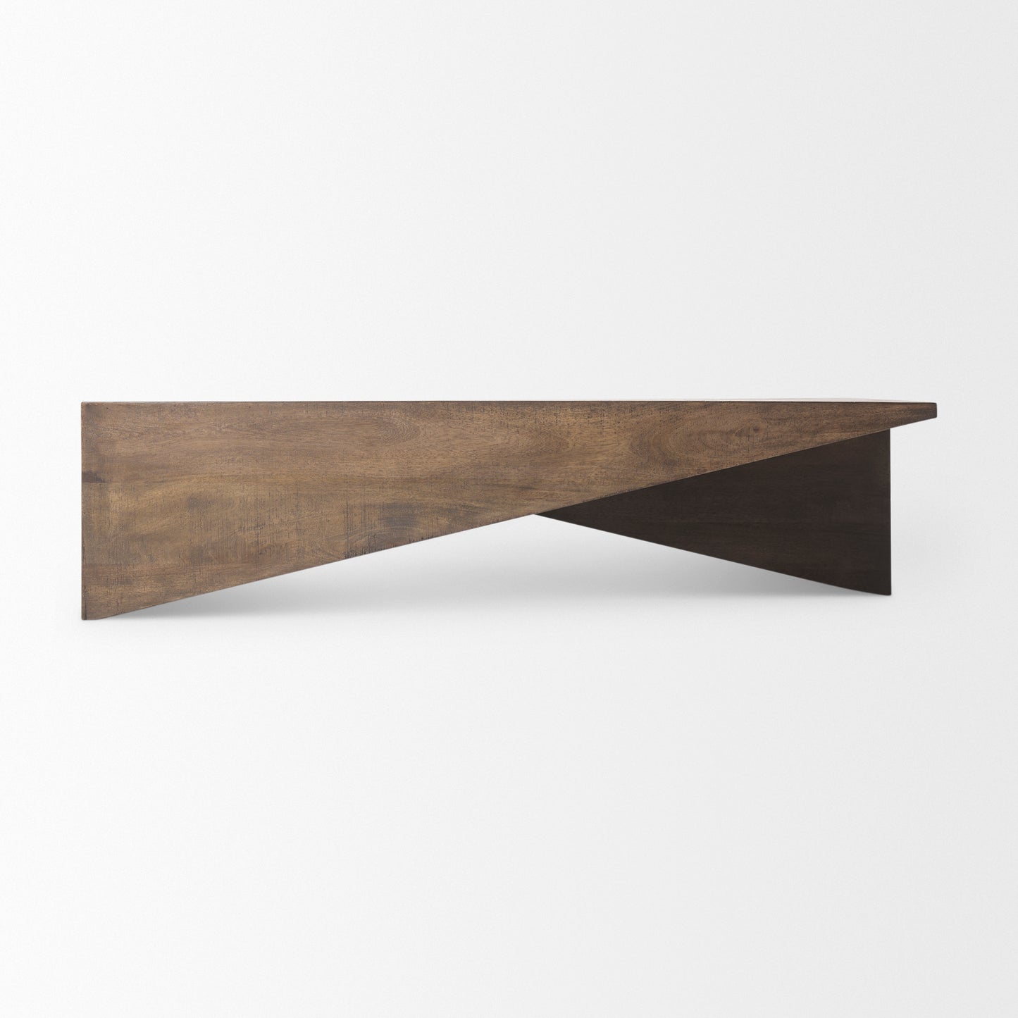 West 55L x 32W x 14H Medium Brown Wooden Angled Coffee Table