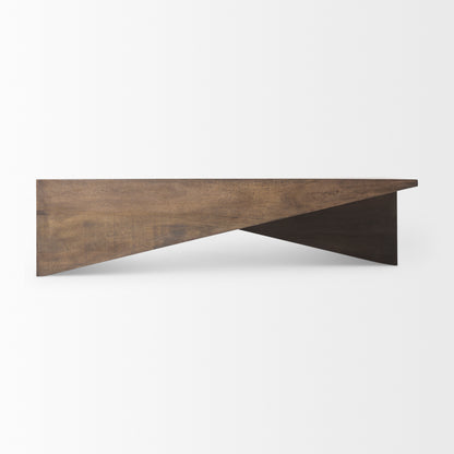 West 55L x 32W x 14H Medium Brown Wooden Angled Coffee Table