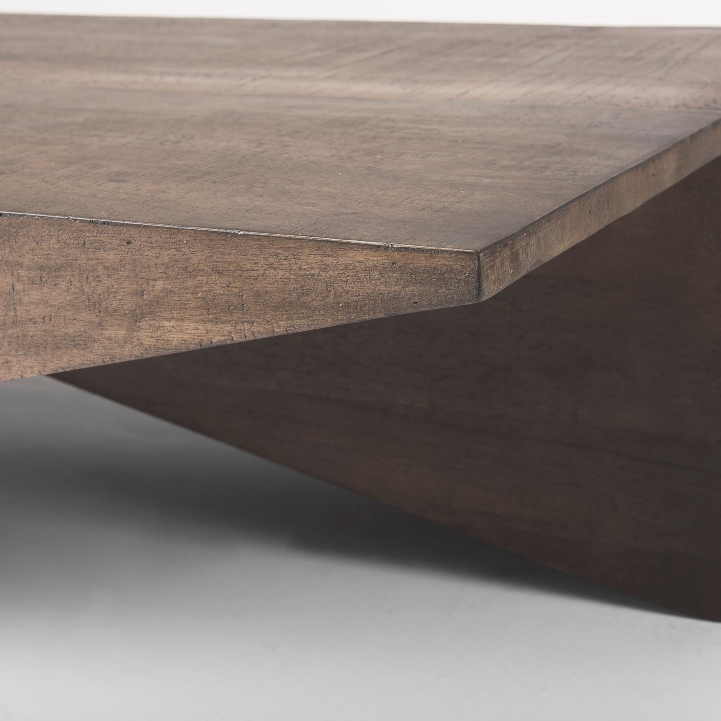 West 55L x 32W x 14H Medium Brown Wooden Angled Coffee Table