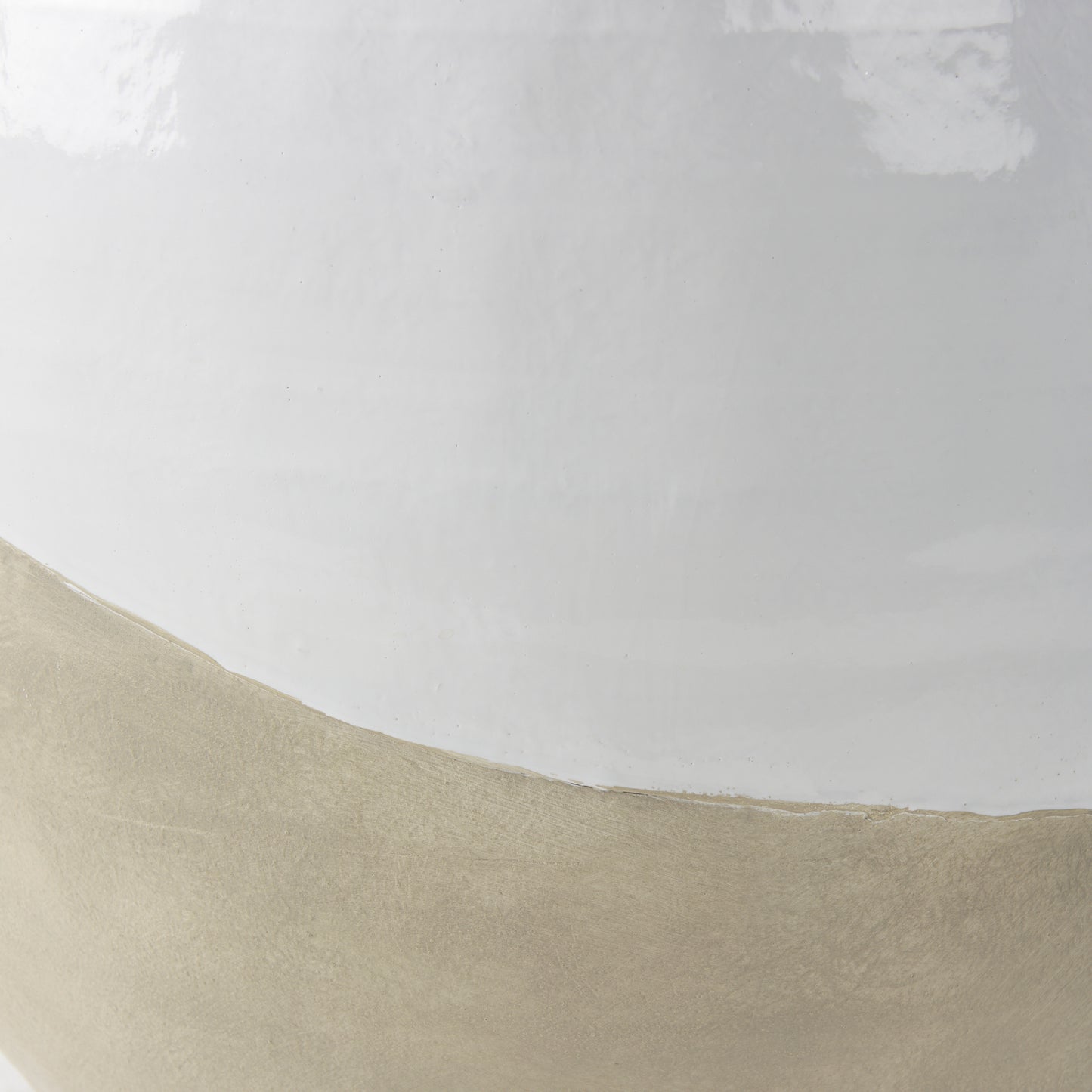 Amos 18.5L x 18.5W x 24.4H White and Dark Beige Color Blocked Ceramic Floor Vase