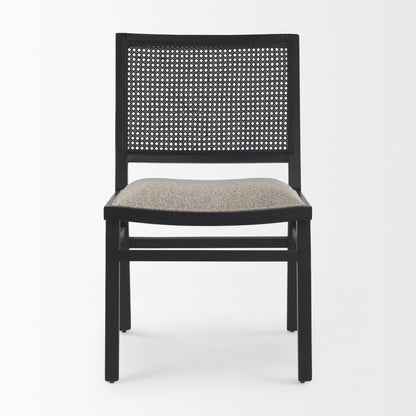 Wynn 20.5L x 24.6W x 34.1H Beige Fabric W/Black Wood Dining Chair