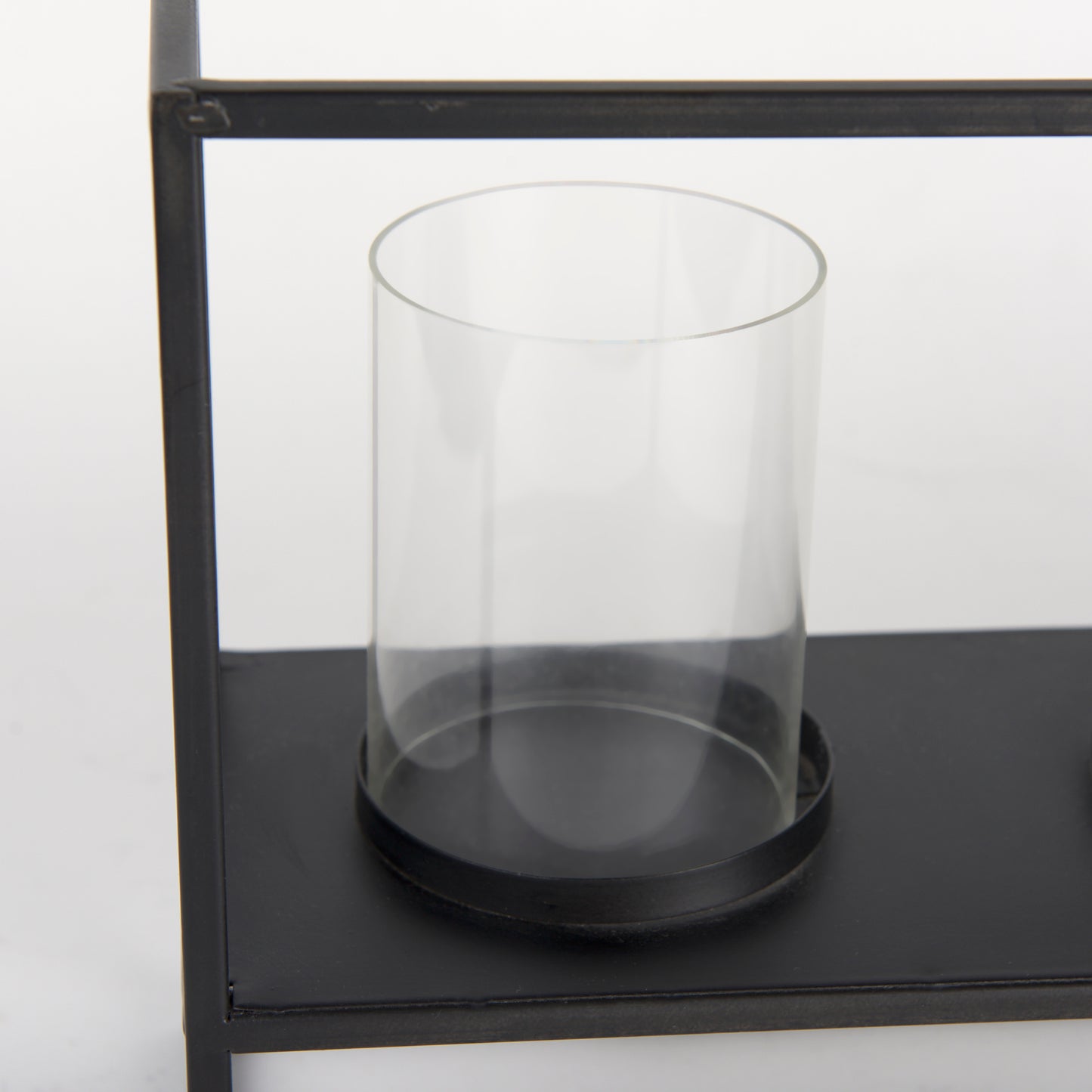 Cindy 5 Candle Matte Black Metal Hurricane Glass Tabletop Candle Holder