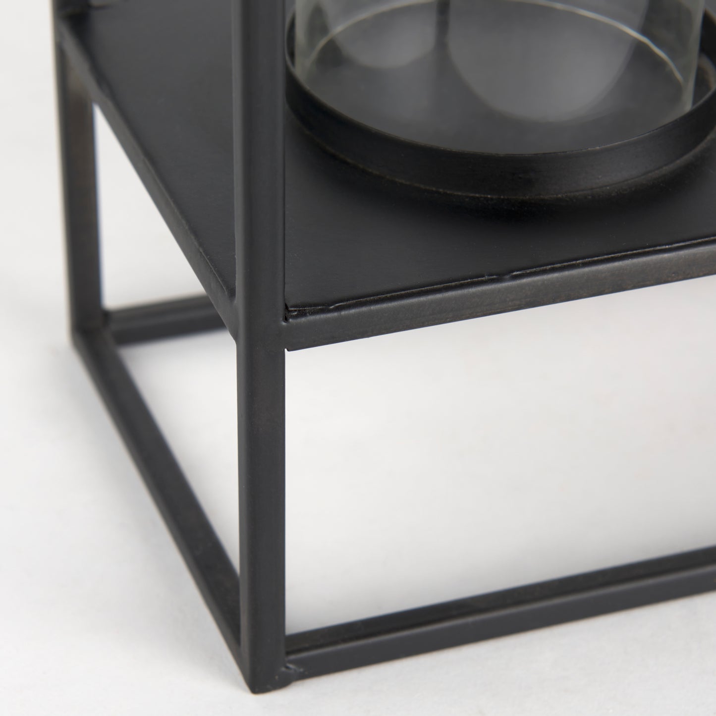 Cindy 5 Candle Matte Black Metal Hurricane Glass Tabletop Candle Holder