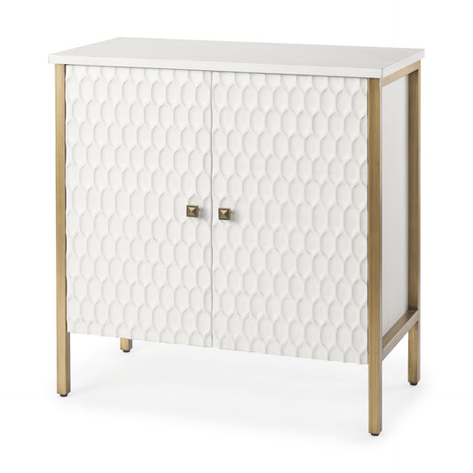 Savannah White Fir Veneer w/ Gold Metal Accent 2-Door Accent Cabinet