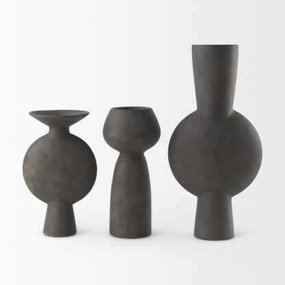 Kaz 6.7L x 5.5W x 11.2H Earthy Brown Ceramic Vase