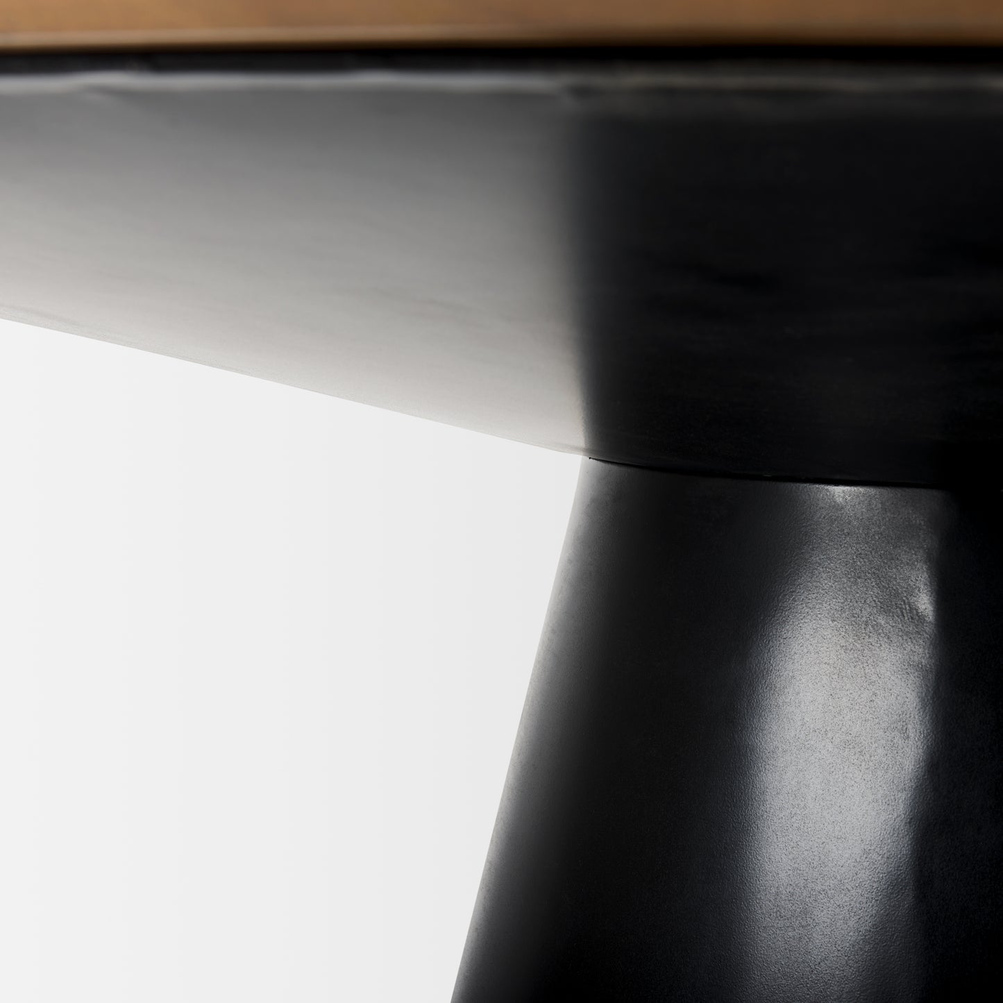 Mitchell Black Metal Pedestal Base with Brown Wood Top Dining Table 63.0L x 63.0W x 30.0H