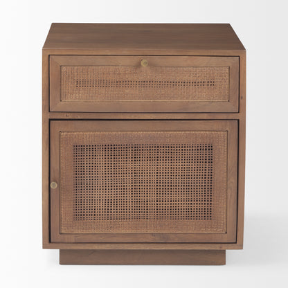 Grier Medium Brown Wood w/ Cane End Table