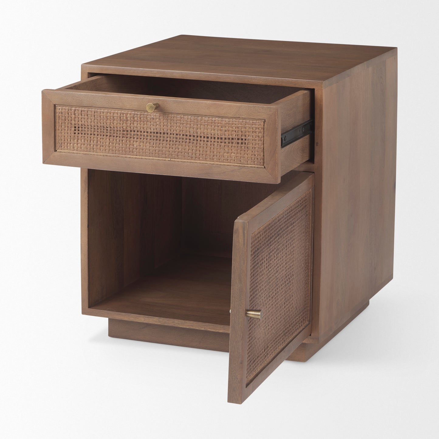 Grier Medium Brown Wood w/ Cane End Table