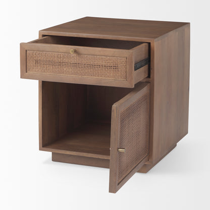 Grier Medium Brown Wood w/ Cane End Table