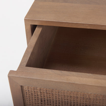 Grier Medium Brown Wood w/ Cane End Table