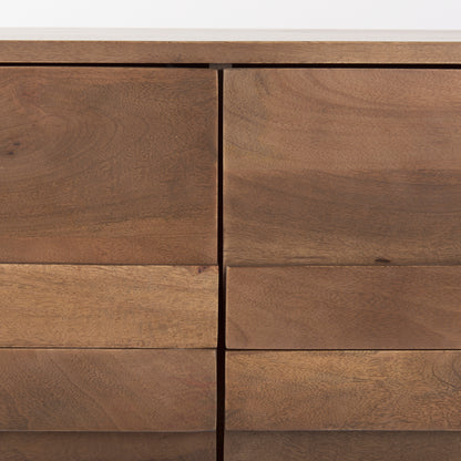 Astrid 71L x 17W x 30.3H Medium Brown Solid Wood 6 Drawer Sideboard