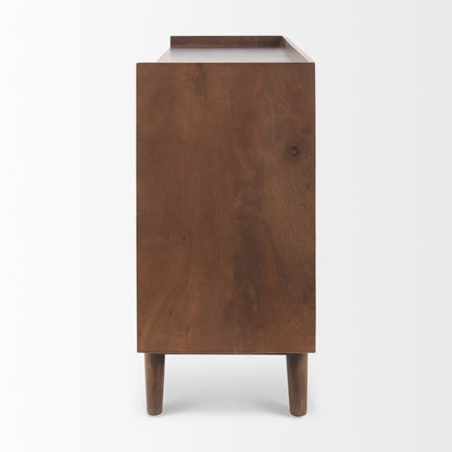 Lillie Medium Brown Wood 4 Door Tray Top Sideboard