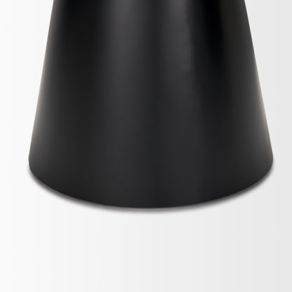 Mitchell 22.0L x 22.0W x 23.0H Black Metal Pedetal Base with Brown Wood Top Side Table