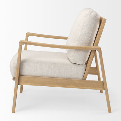 Raeleigh 28.0L x 34.1W x 34.4H Cream Fabric W/Light Brown Wood Accent Chair