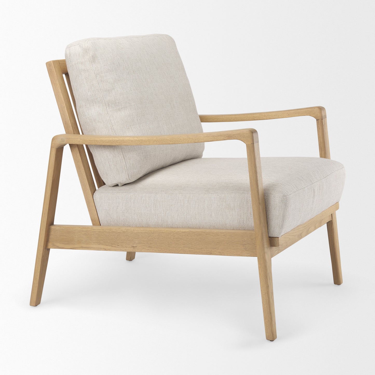 Raeleigh 28.0L x 34.1W x 34.4H Cream Fabric W/Light Brown Wood Accent Chair