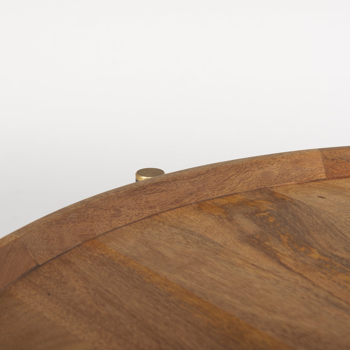 Marquisa 34.25L x 34.25W x 16.5H Small Brown Wood w/ Black Metal Coffee Table