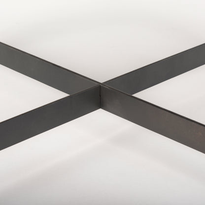 Marquisa 34.25L x 34.25W x 16.5H Small Brown Wood w/ Black Metal Coffee Table