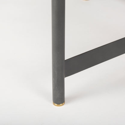 Marquisa 34.25L x 34.25W x 16.5H Small Brown Wood w/ Black Metal Coffee Table